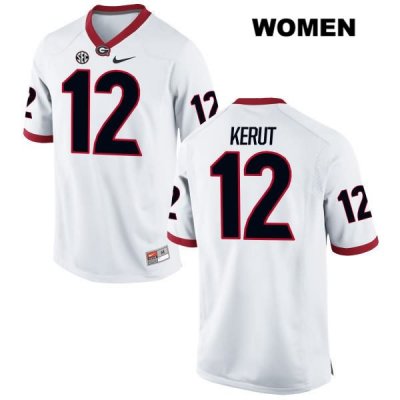 Women's Georgia Bulldogs NCAA #12 Christian Kerut Nike Stitched White Authentic College Football Jersey WTZ2154IU